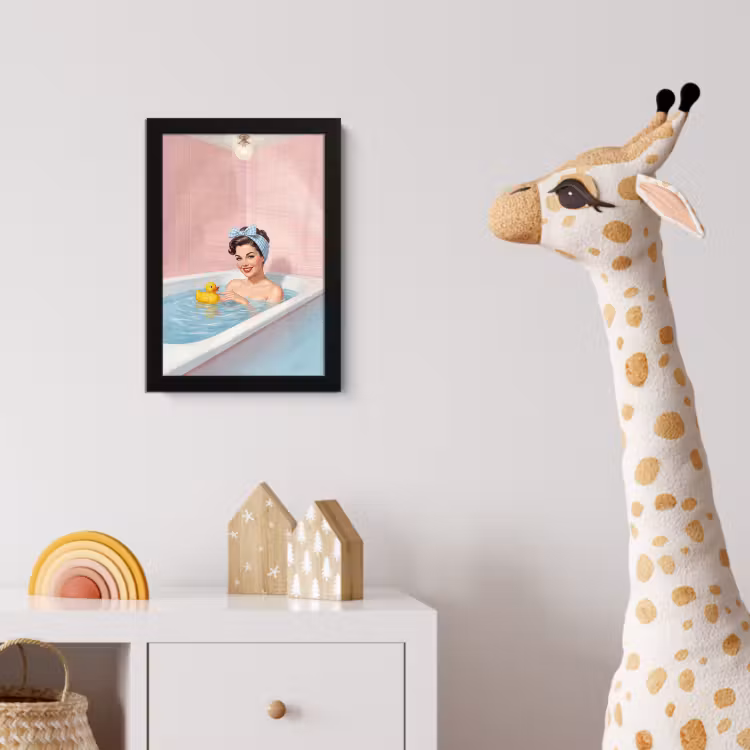 Badkamer - Eend - Blauw fotolijst zwart zonder passe partout klein -usfeer4_kinderkamer