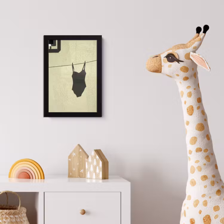 Badpak - Schaduw - Muur - Zomer - Minimalistisch fotolijst zwart zonder passe partout klein -usfeer4_kinderkamer