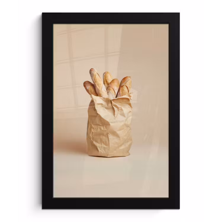 Baguette - Brood - Stokbrood - Beige fotolijst zwart zonder passe partout klein -3d