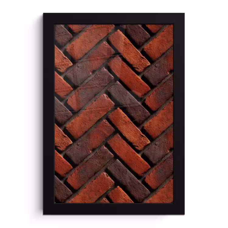 Bakstenen - Visgraat - Structuur - Roodbruin fotolijst zwart zonder passe partout klein 224 -3d