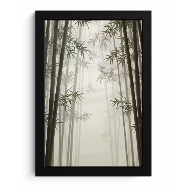 Bamboe - Bos - Mist - Natuur fotolijst zwart zonder passe partout klein -3d