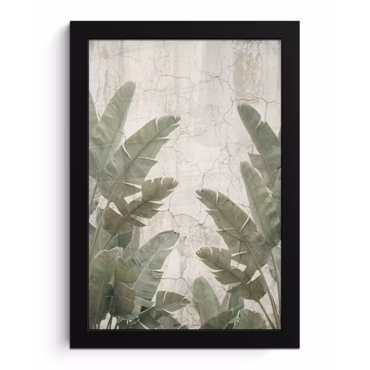 Bananenbladeren - Beton - Groen fotolijst zwart zonder passe partout klein -3d