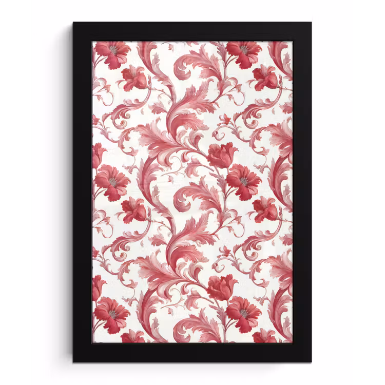Barok - Patroon - Rood fotolijst zwart zonder passe partout klein 224 -3d