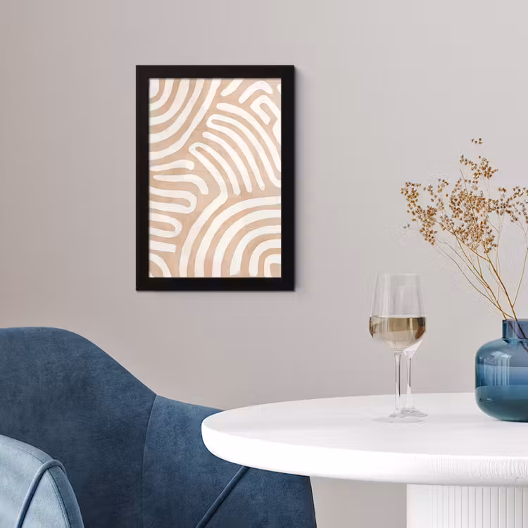 Beige - Aardspatroon fotolijst zwart zonder passe partout klein -sfeer4