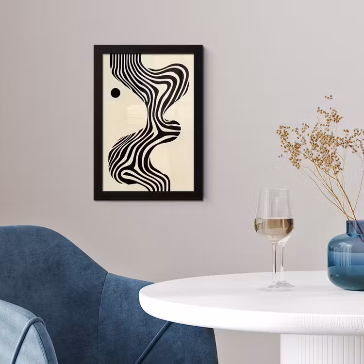 Beige - Lijnen - Golvend -  Abstract fotolijst zwart zonder passe partout klein -sfeer4