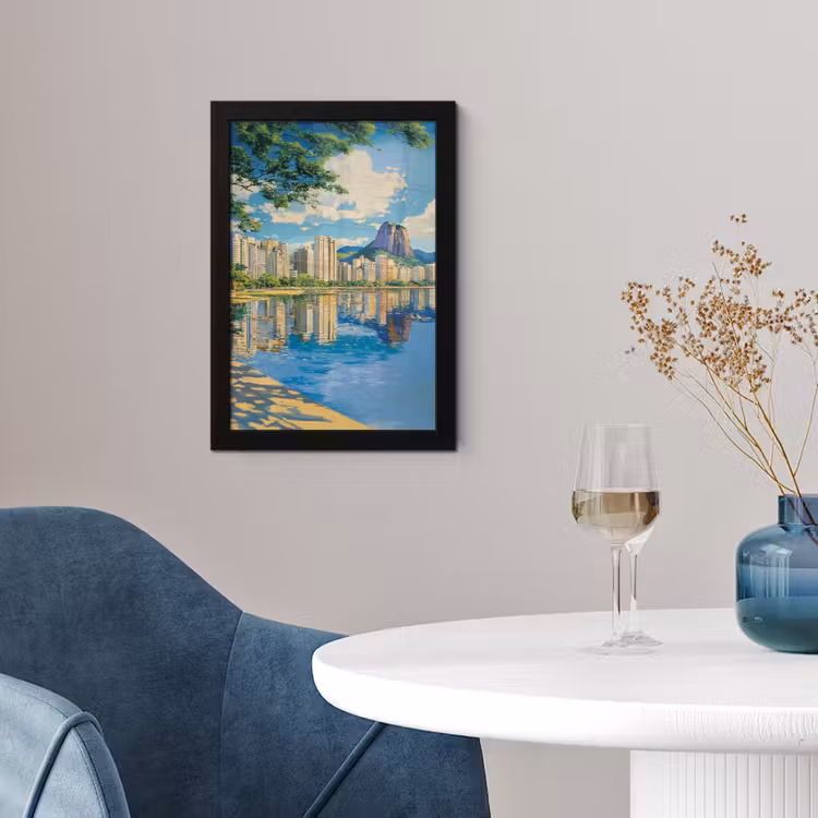 Berg - Skyline - Strand - Water fotolijst zwart zonder passe partout klein -sfeer4