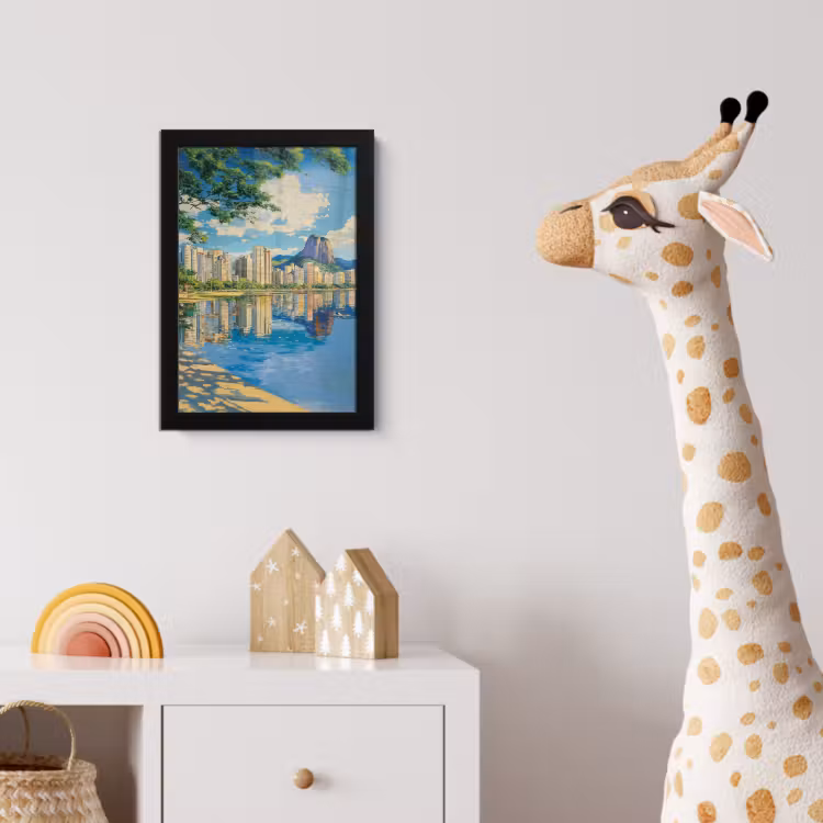 Berg - Skyline - Strand - Water fotolijst zwart zonder passe partout klein -usfeer4_kinderkamer
