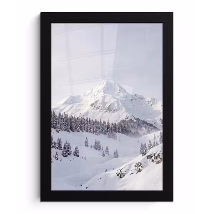 Berg - Sneeuw - Winter - Natuur - Wit fotolijst zwart zonder passe partout klein -3d