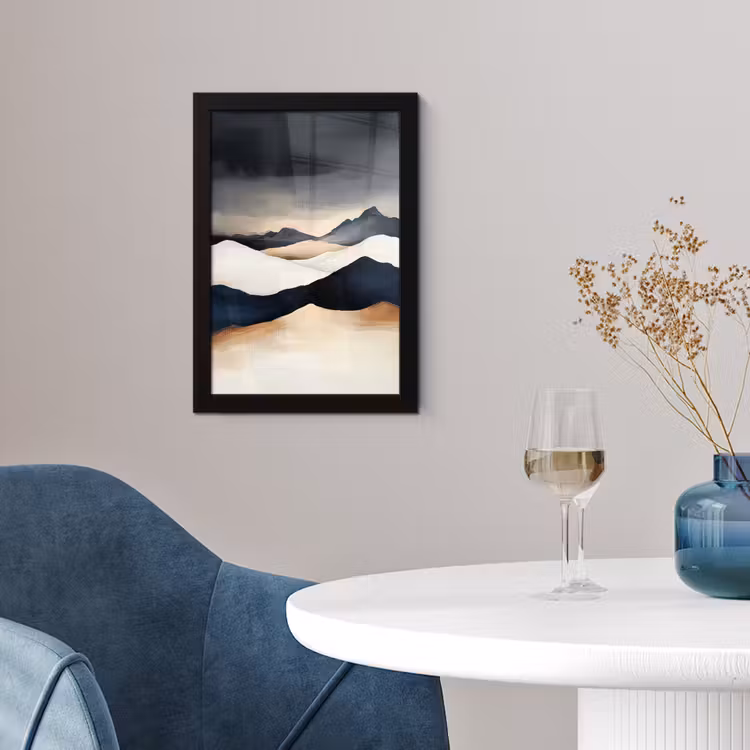 Bergen - Donkerblauw - Landschap fotolijst zwart zonder passe partout klein -sfeer4