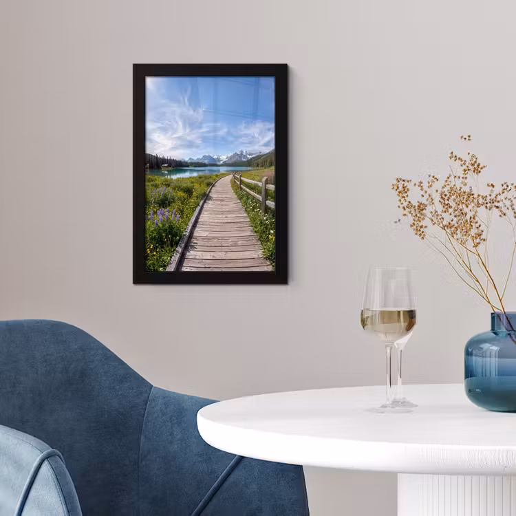 Bergen - Meer - Landschap - Blauw fotolijst zwart zonder passe partout klein -sfeer4