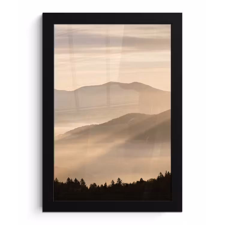 Bergen - Mist - Zonnestralen fotolijst zwart zonder passe partout klein -3d