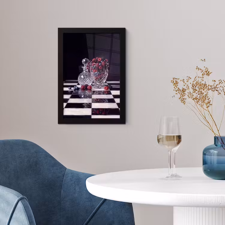 Poster met lijst - Bessen - Kristal - Stilleven - Bessen - Kristal - Stilleven fotolijst zwart zonder passe partout klein