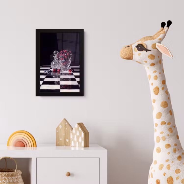 Poster met lijst - Bessen - Kristal - Stilleven - Bessen - Kristal - Stilleven fotolijst zwart zonder passe partout klein