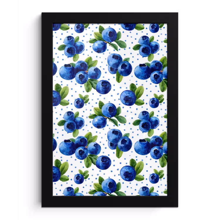 Bessen - Patroon - Blauw fotolijst zwart zonder passe partout klein 224 -3d
