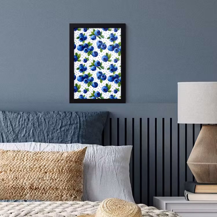 Bessen - Patroon - Blauw fotolijst zwart zonder passe partout klein 224 -sfeer3