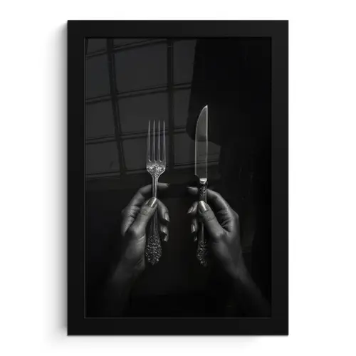 Bestek - Zwart - Wit fotolijst zwart zonder passe partout klein -3d