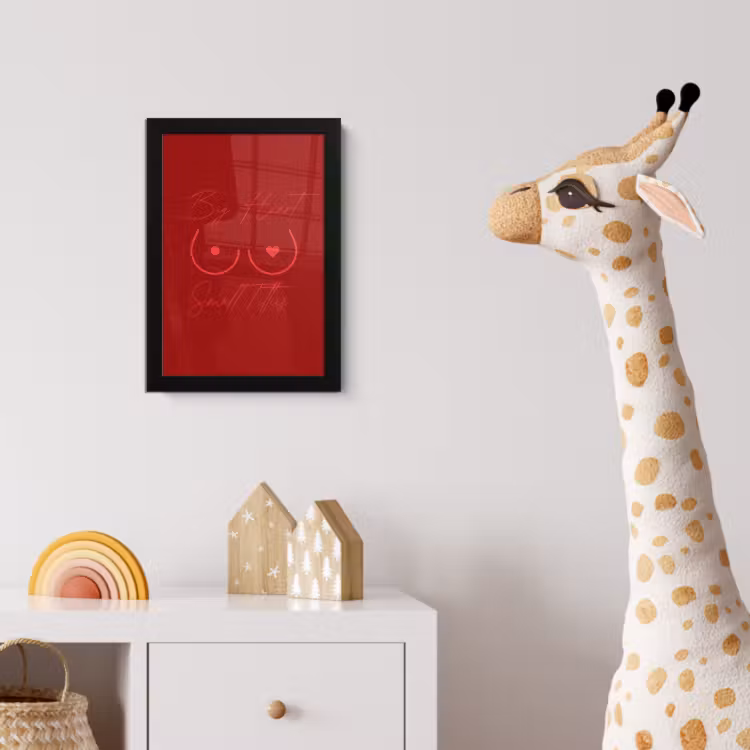 big heart small titties - Hart - Rood fotolijst zwart zonder passe partout klein -usfeer4_kinderkamer