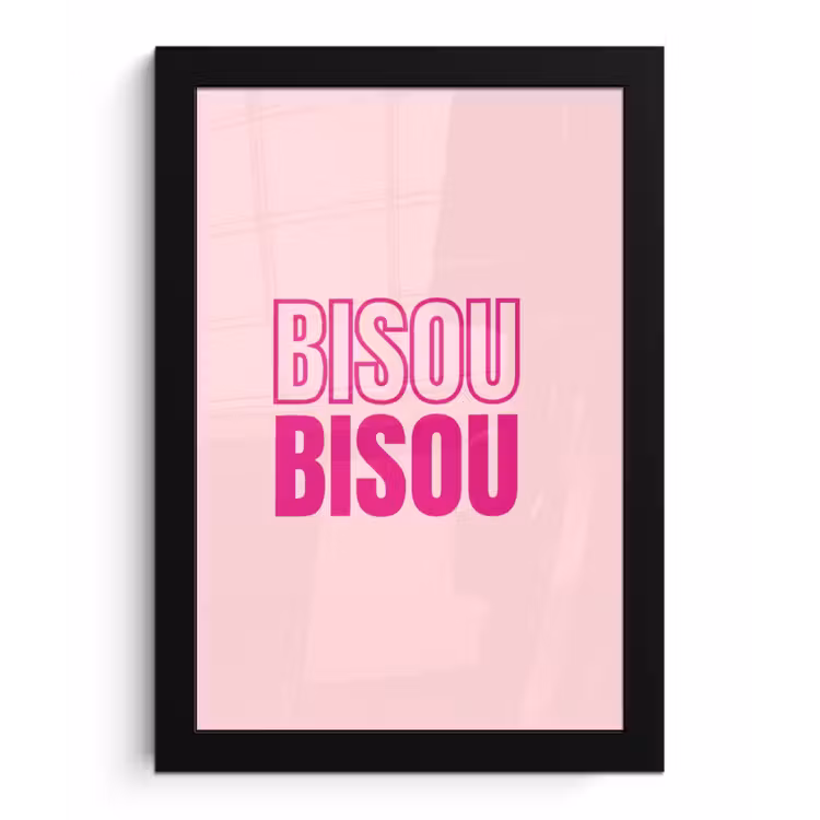 Bisou - Roze - Minimalistisch fotolijst zwart zonder passe partout klein -3d