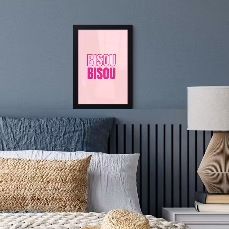 Bisou - Roze - Minimalistisch fotolijst zwart zonder passe partout klein -sfeer3
