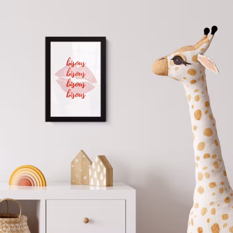 Bisous - Lip - Wit - Rood fotolijst zwart zonder passe partout klein -usfeer4_kinderkamer