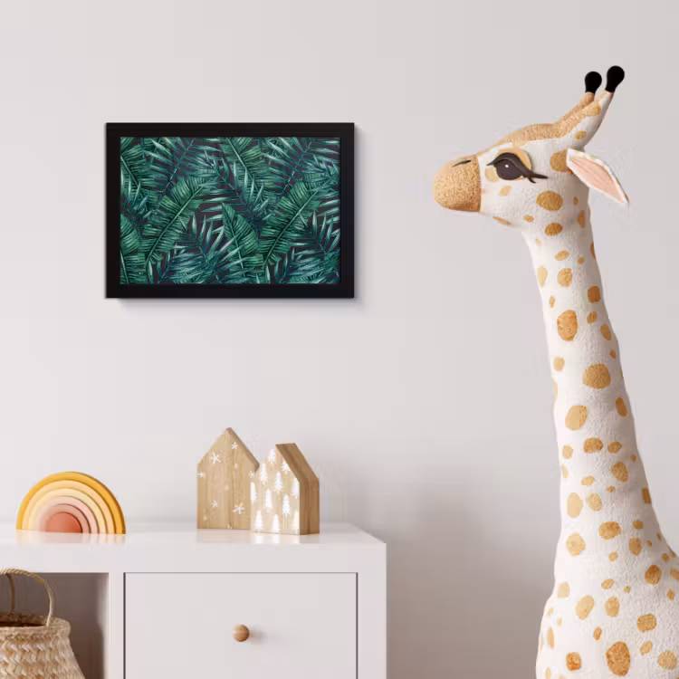 Bladeren - Tropisch - Jungle -  Natuur fotolijst zwart zonder passe partout klein -usfeer4_kinderkamer
