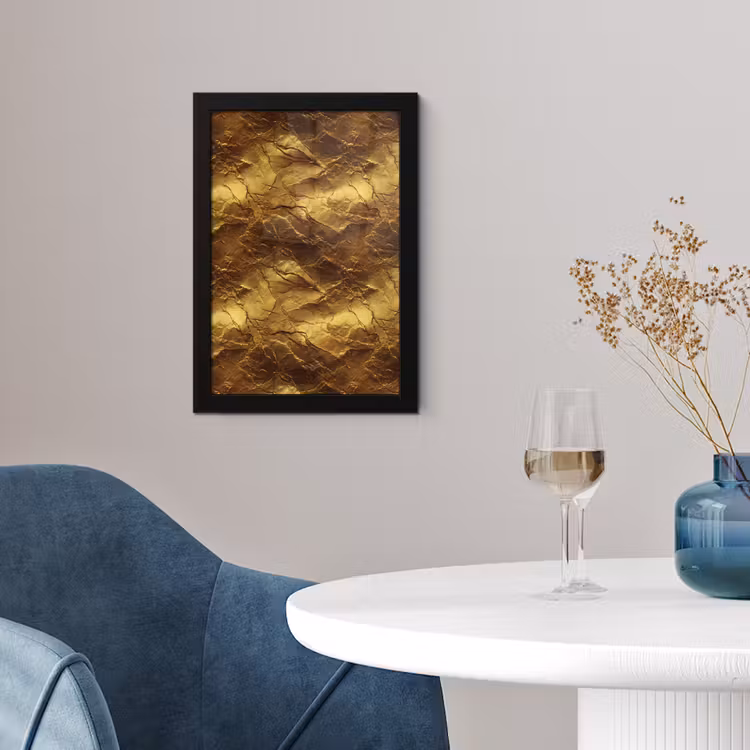 Bladgoud - Textuur  - Goud fotolijst zwart zonder passe partout klein 224 -sfeer4