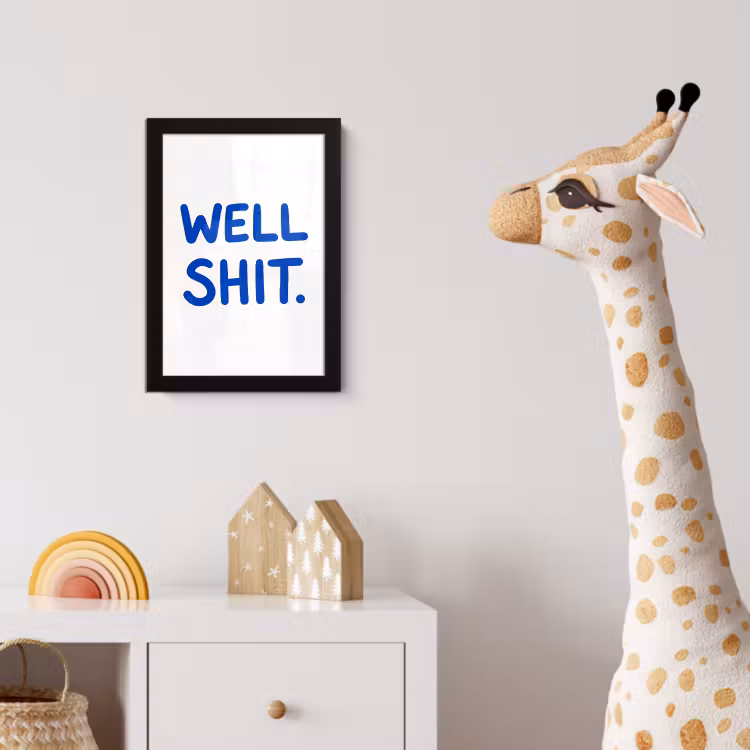 Blauw - Quote - Wit fotolijst zwart zonder passe partout klein -usfeer4_kinderkamer