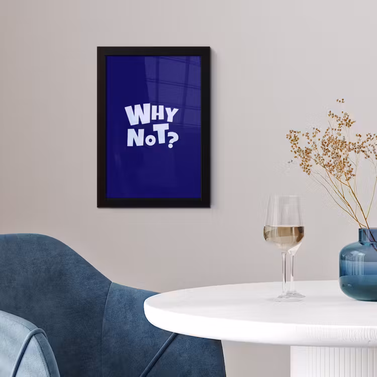 Blauw - Why not - Minimalistisch fotolijst zwart zonder passe partout klein -sfeer4