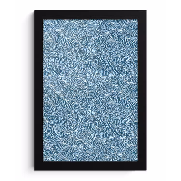 Blauw - Wit - Golven - Getekend - Textuur fotolijst zwart zonder passe partout klein 224 -3d