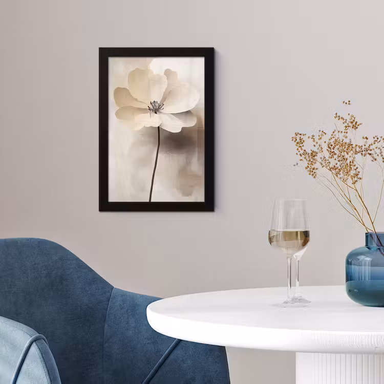 Bloem - Beige - Verf - Schaduw fotolijst zwart zonder passe partout klein -sfeer4