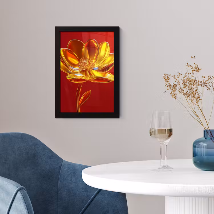 Bloem - Goud - Glazen fotolijst zwart zonder passe partout klein -sfeer4