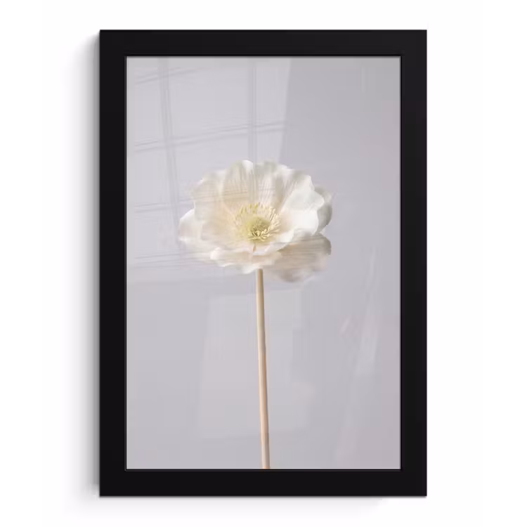 Bloem - Minimalistisch -Wit fotolijst zwart zonder passe partout klein -3d