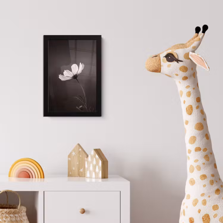 Bloem - Minimalistisch - Zwart - Wit fotolijst zwart zonder passe partout klein -usfeer4_kinderkamer