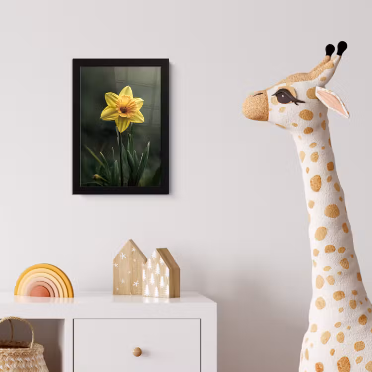 Bloem - Narcis - Gras - Geel fotolijst zwart zonder passe partout klein -usfeer4_kinderkamer