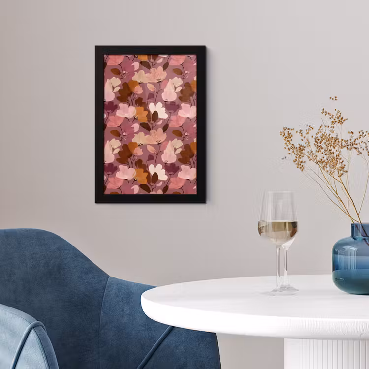 Bloem - Patroon - Roze fotolijst zwart zonder passe partout klein 224 -sfeer4