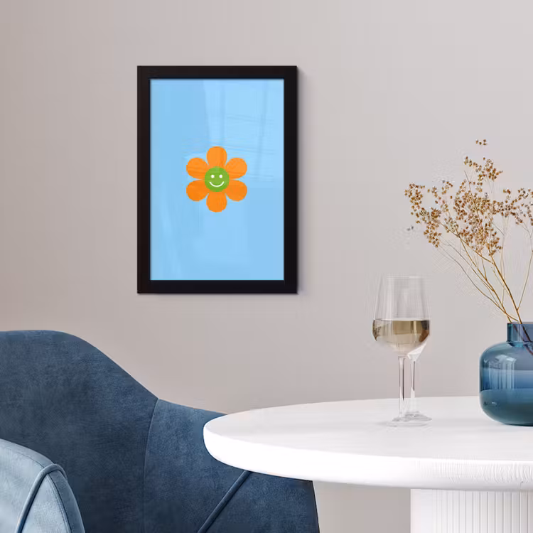 Bloem - Smiley - Kleurrijk fotolijst zwart zonder passe partout klein -sfeer4