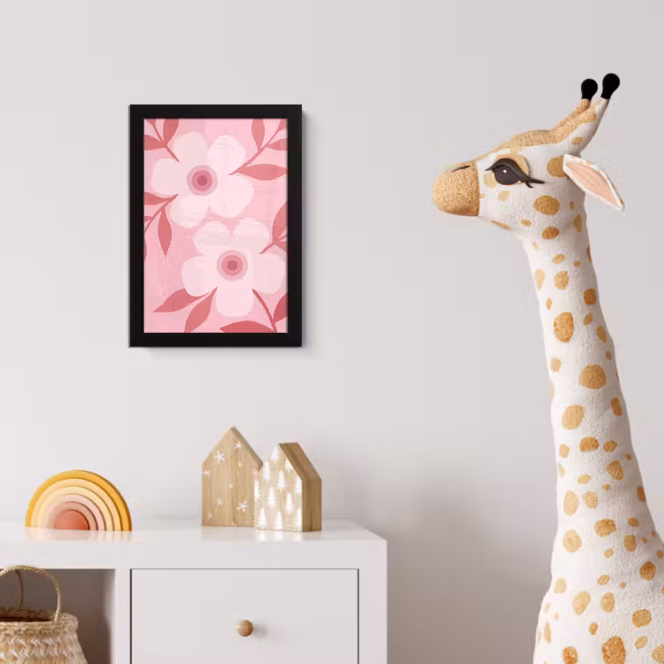 Bloemen - Abstract - Modern - Roze - Natuur fotolijst zwart zonder passe partout klein -usfeer4_kinderkamer