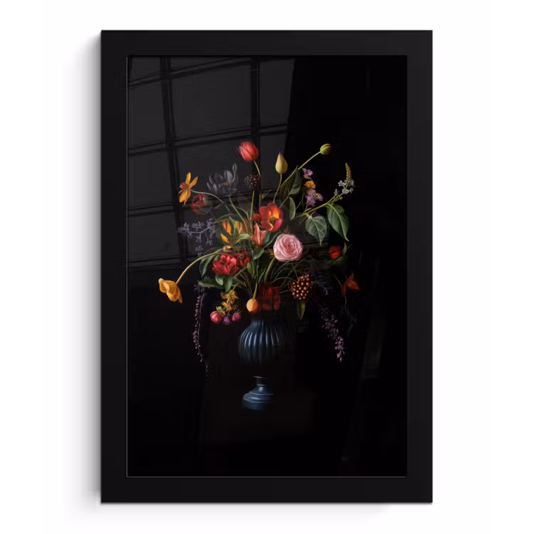 Bloemen - Bessen - Klassiek fotolijst zwart zonder passe partout klein -3d