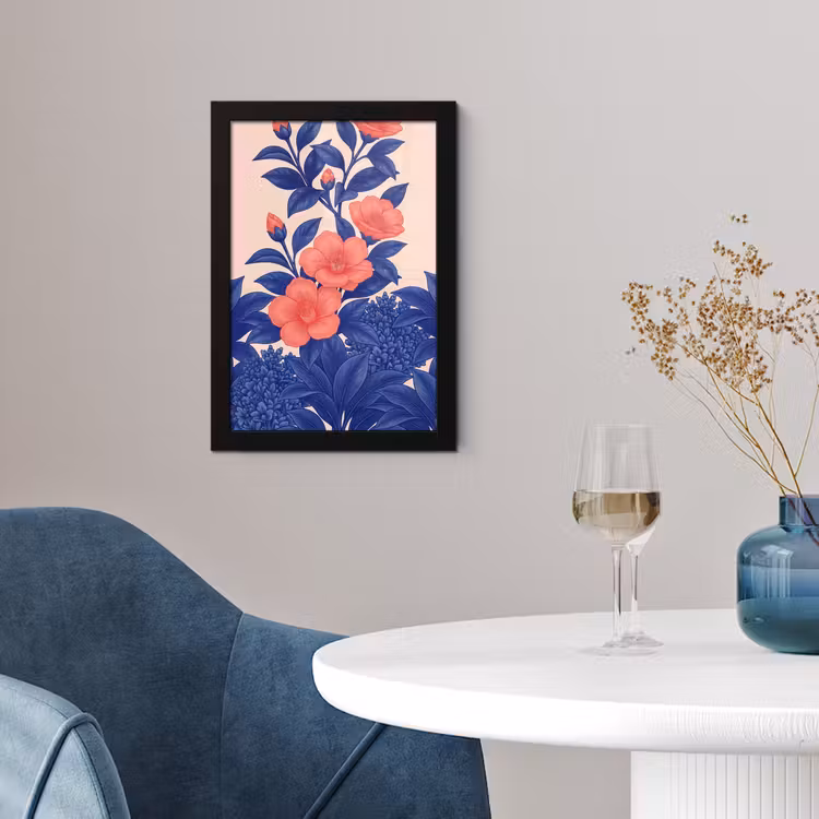 Poster met lijst - Bloemen - Bladeren - Botanisch - Bloemen - Bladeren - Botanisch fotolijst zwart zonder passe partout klein