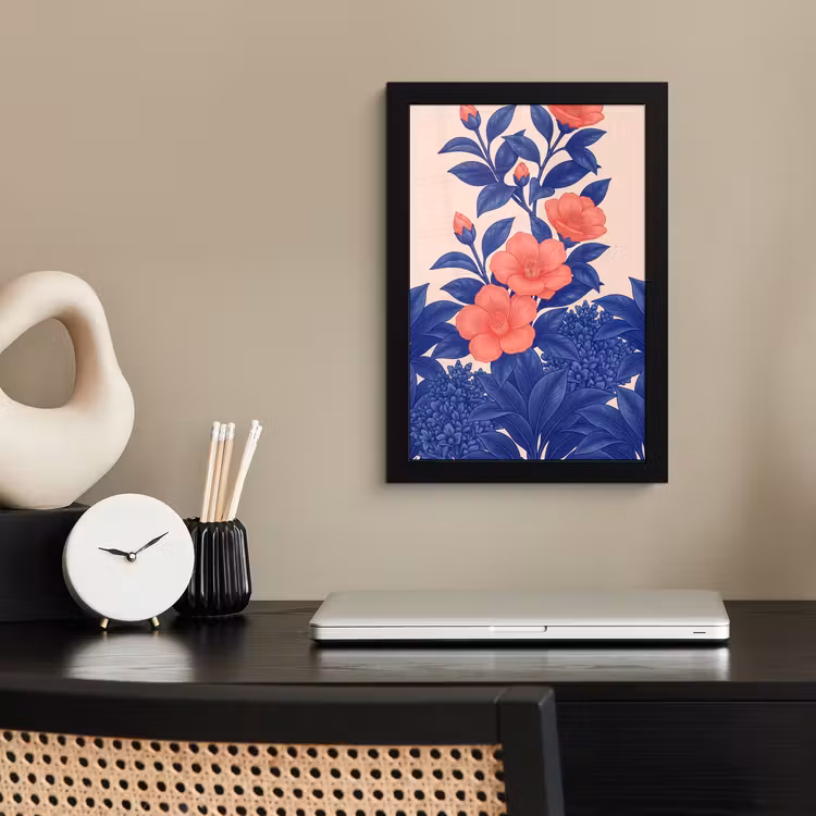 Poster met lijst - Bloemen - Bladeren - Botanisch - Bloemen - Bladeren - Botanisch fotolijst zwart zonder passe partout klein