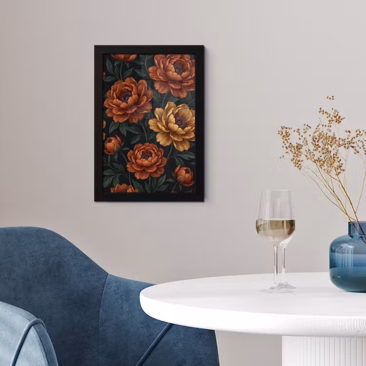 Bloemen - Bladeren - Natuur - Modern - Oranje fotolijst zwart zonder passe partout klein -sfeer4