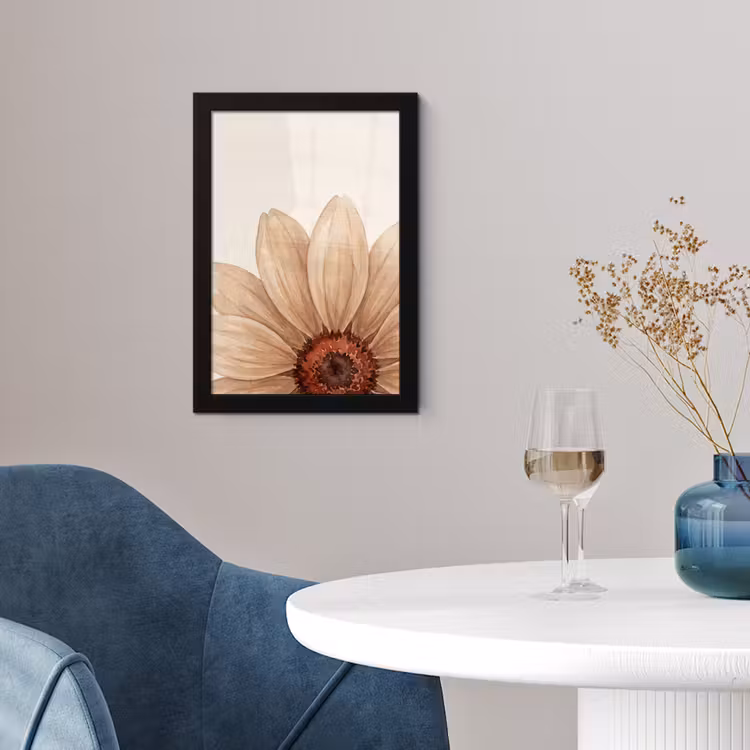 Bloemen - Bloemblad - Natuur - Aquarel - Beige fotolijst zwart zonder passe partout klein -sfeer4