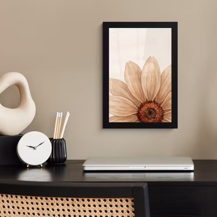 Bloemen - Bloemblad - Natuur - Aquarel - Beige fotolijst zwart zonder passe partout klein -sfeer1