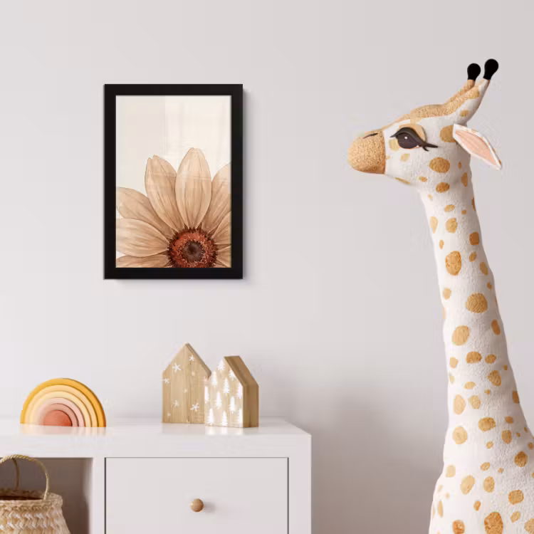 Bloemen - Bloemblad - Natuur - Aquarel - Beige fotolijst zwart zonder passe partout klein -usfeer4_kinderkamer