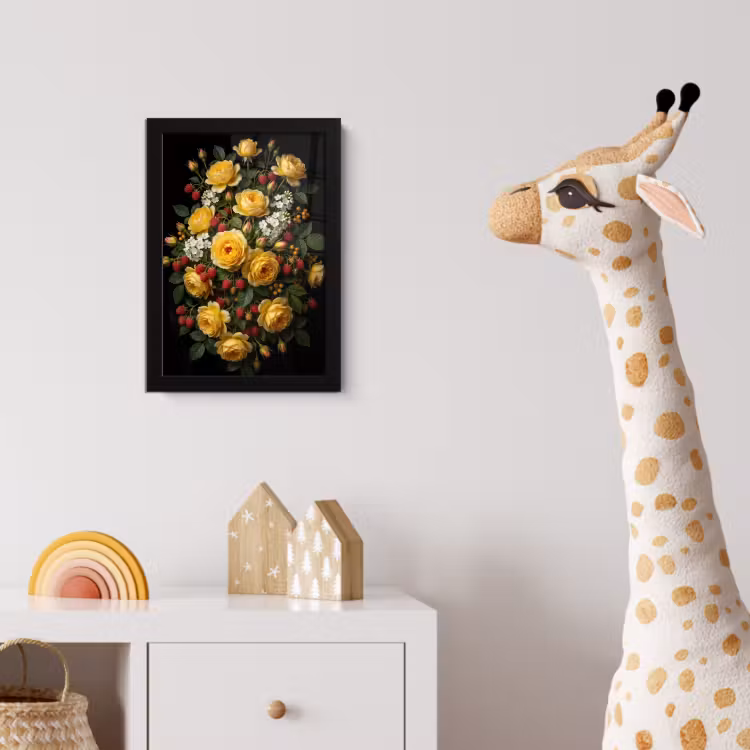 Bloemen - Boeket - Natuur - Klassiek - Geel fotolijst zwart zonder passe partout klein -usfeer4_kinderkamer