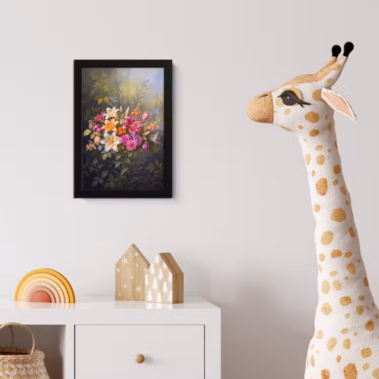 Bloemen - Boeket - Natuur - Kleurrijk - Modern fotolijst zwart zonder passe partout klein -usfeer4_kinderkamer