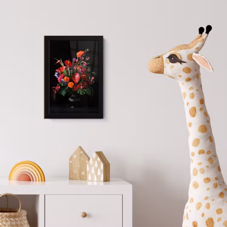 Bloemen - Boeket - Sierlijk fotolijst zwart zonder passe partout klein -usfeer4_kinderkamer
