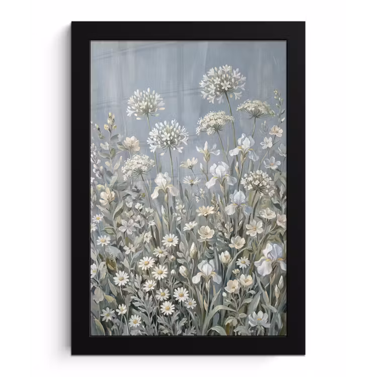 Bloemen - Botanisch - Blauw fotolijst zwart zonder passe partout klein -3d