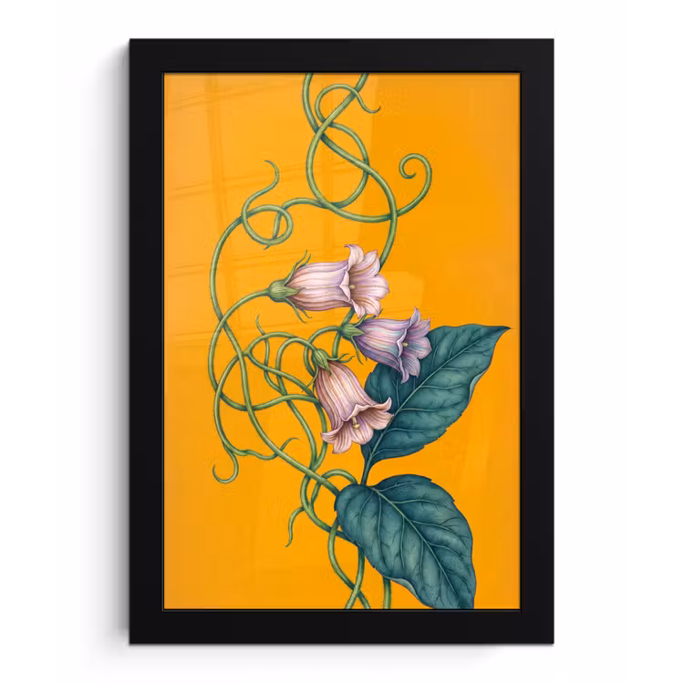 Poster met lijst - Bloemen - Botanisch - Geel - Bloemen - Botanisch - Geel fotolijst zwart zonder passe partout klein