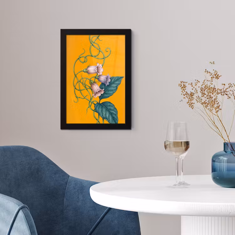 Poster met lijst - Bloemen - Botanisch - Geel - Bloemen - Botanisch - Geel fotolijst zwart zonder passe partout klein